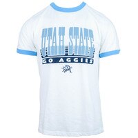 Women's Utah State aggies 70s ringer navy white t-shirt
